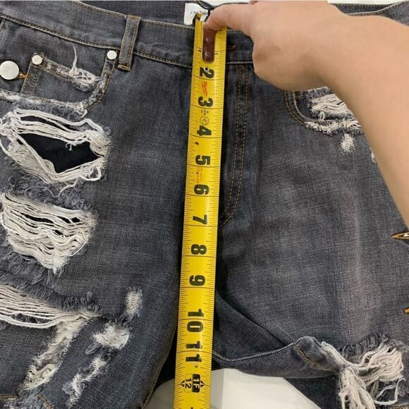 Faith Connexion Denim Shorts Women’s 24 Black Distressed Both Side Button NWT - Picture 5 of 12